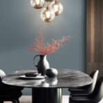 Dark kitchen modern interior design, kitchen furniture with dini
