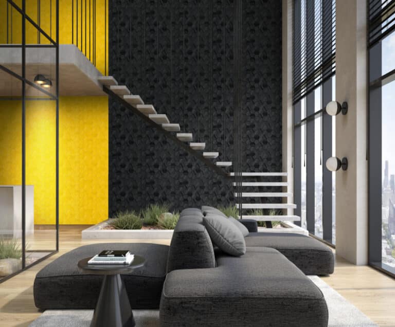 Modern style conceptual interior room 3d illustration