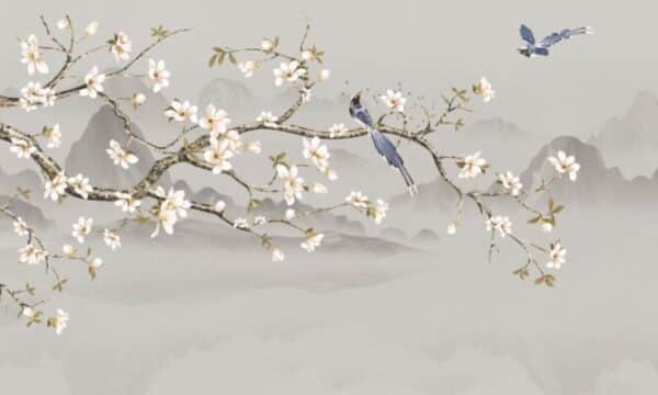 Abstract,Chinoiserie,With,Mountain,Painting,,Ideas,For,Wall,,Room,,Pillow.