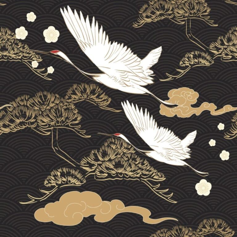 Abstract seamless background with gold and black texture vector. Japanese pattern with brush stroke illustration in vintage style.