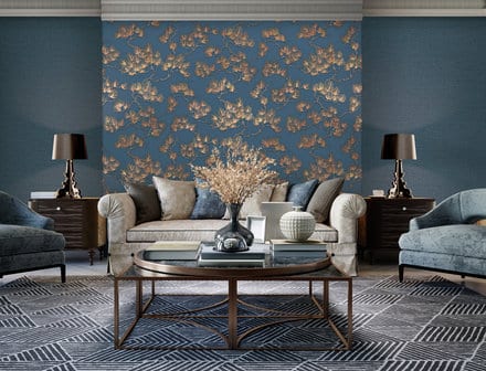 Blauw behang kamer