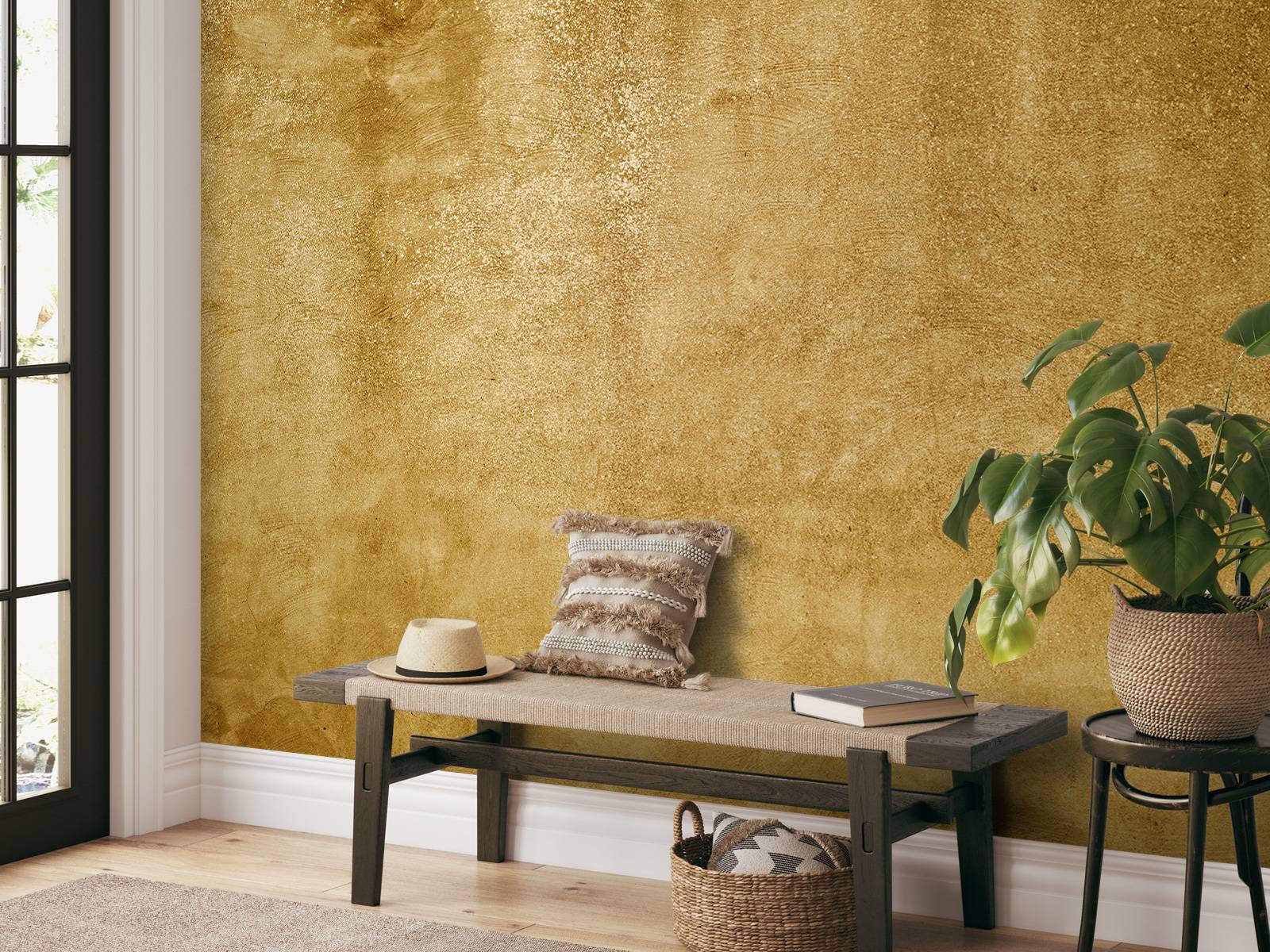 Geel behang kamer