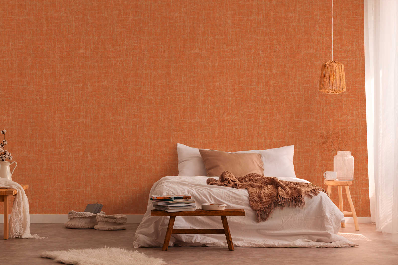 Oranje behang kamer