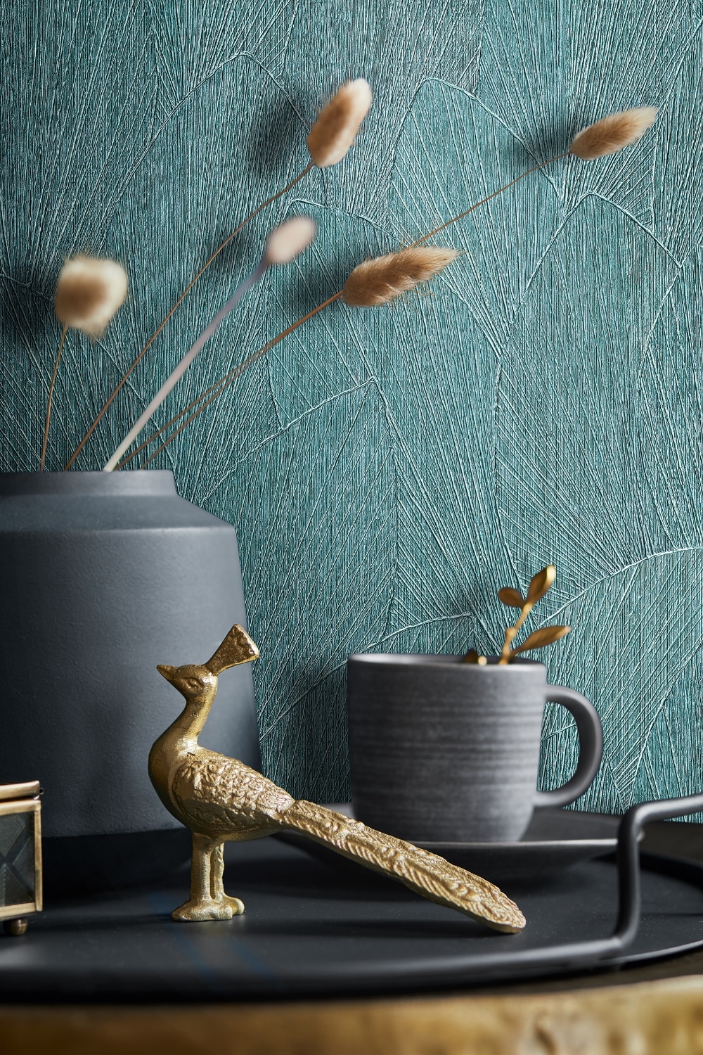Turquoise behang kamer