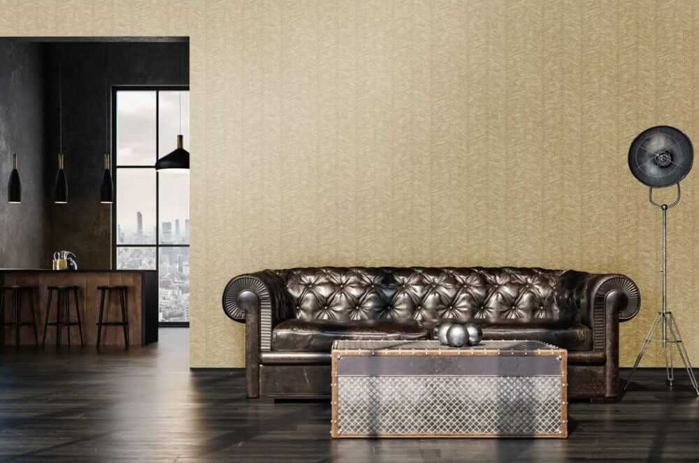 Visgraat behang kamer