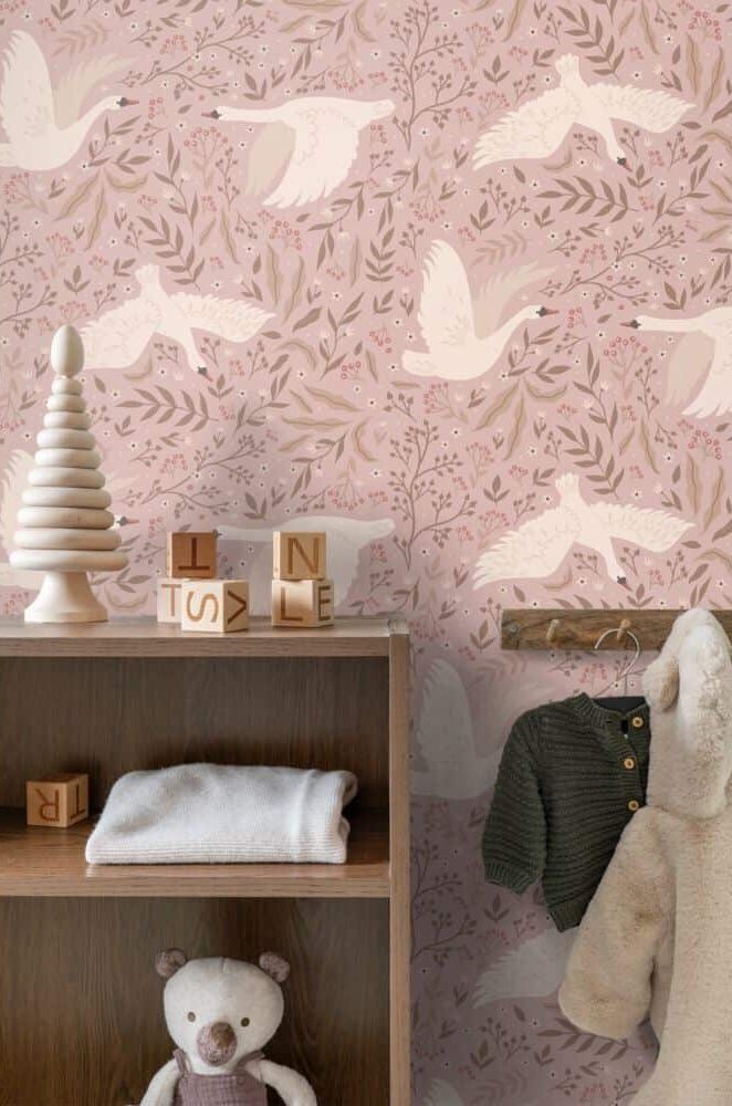 Vogels behang kamer