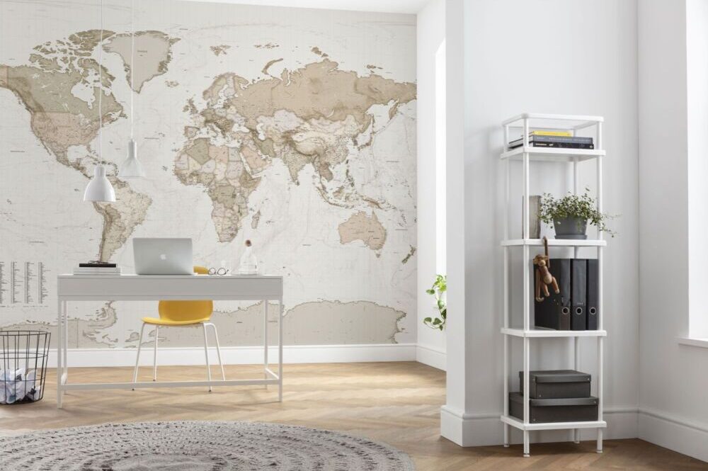 Wereldkaart behang kamer