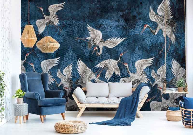 kraanvogel behang kamer