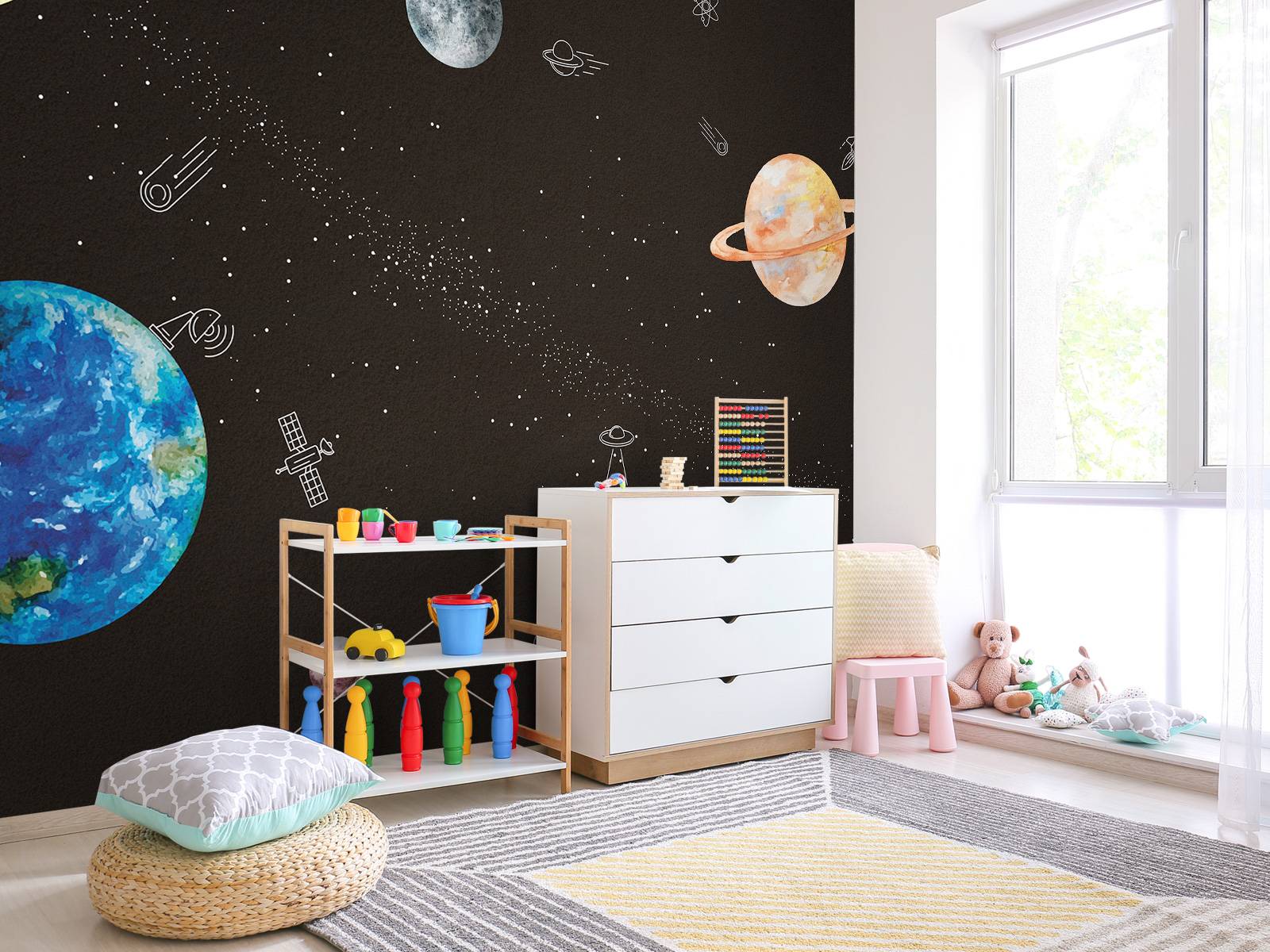 planeten behang kamer