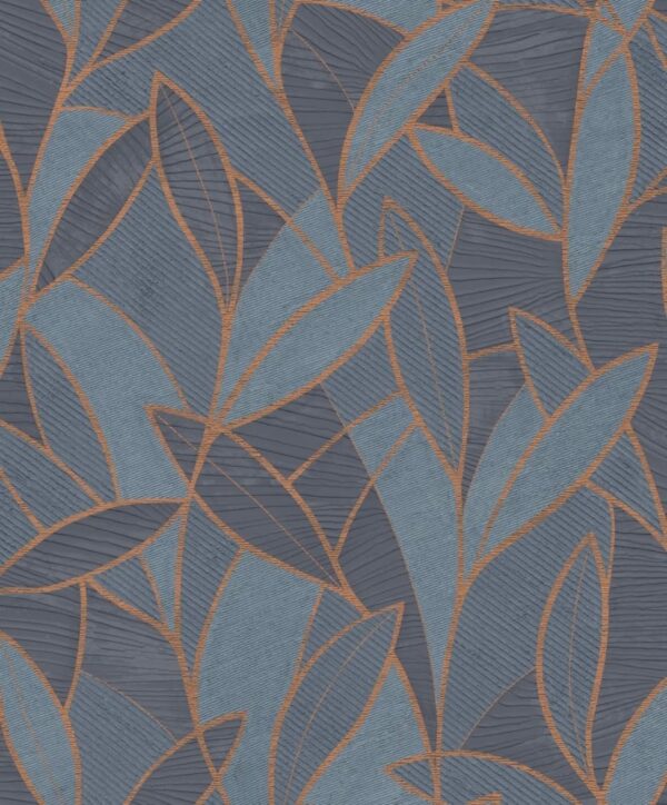 behang bladeren blauw AL26232