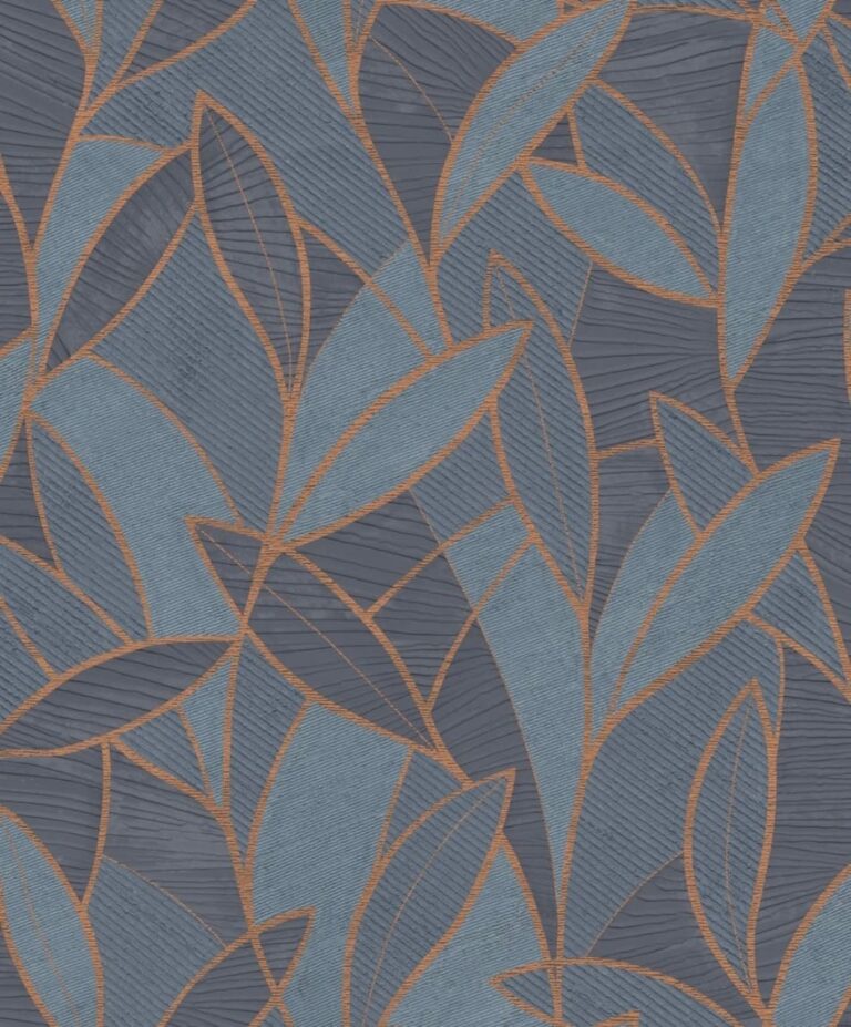 behang bladeren blauw AL26232