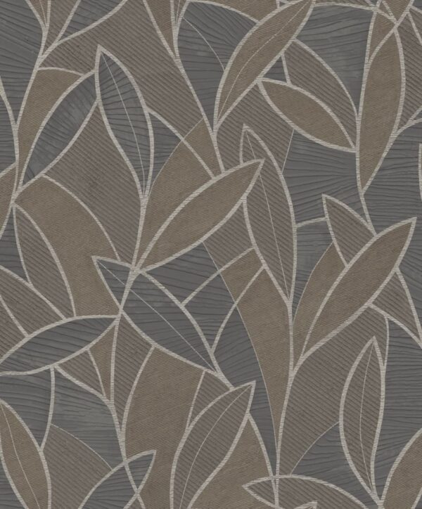behang bladeren taupe grijs AL26234