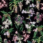 behang bloemen vogels bladeren 81682