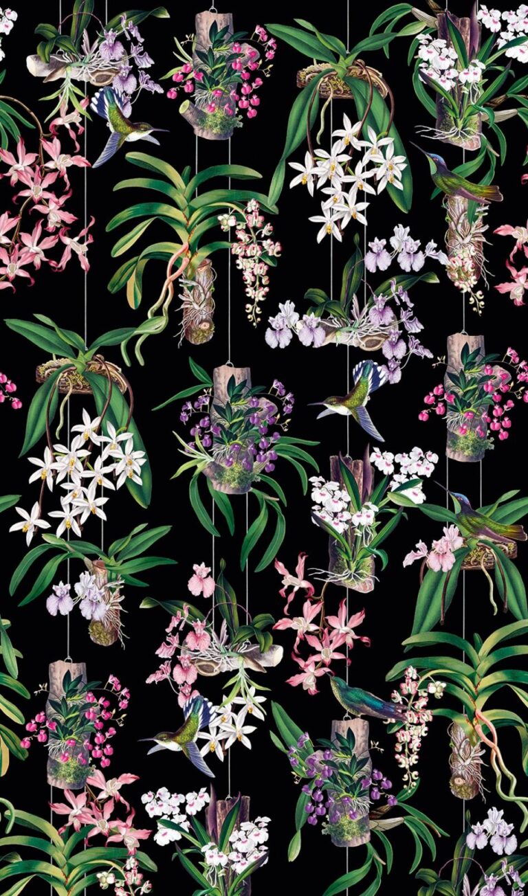 behang bloemen vogels bladeren 81682 2