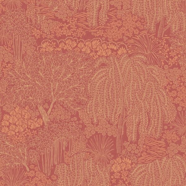 behang bomen metallic rood AL26263