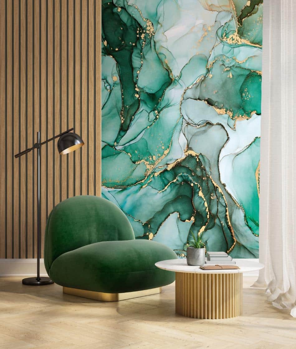 behang fotobehang aquarel groen goud 81681 s1