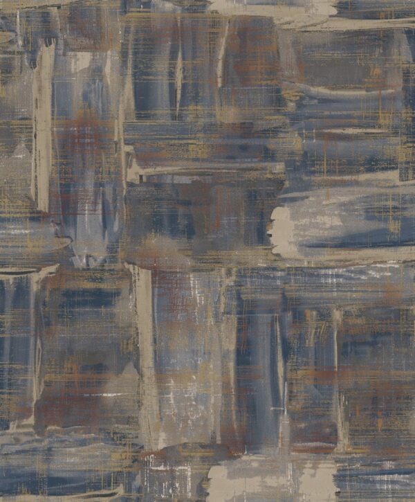 behang grove structuur blauw nikkel goud SM0602
