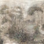 fotobehang bomen bos watercolor schilderij 35098