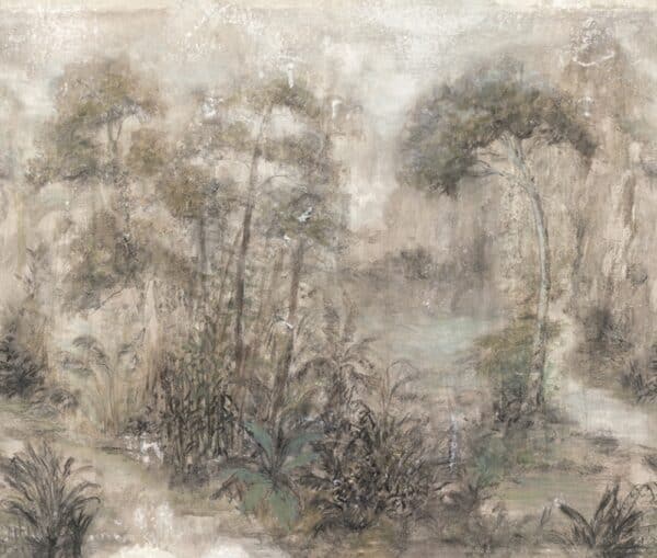 fotobehang bomen bos watercolor schilderij 35098