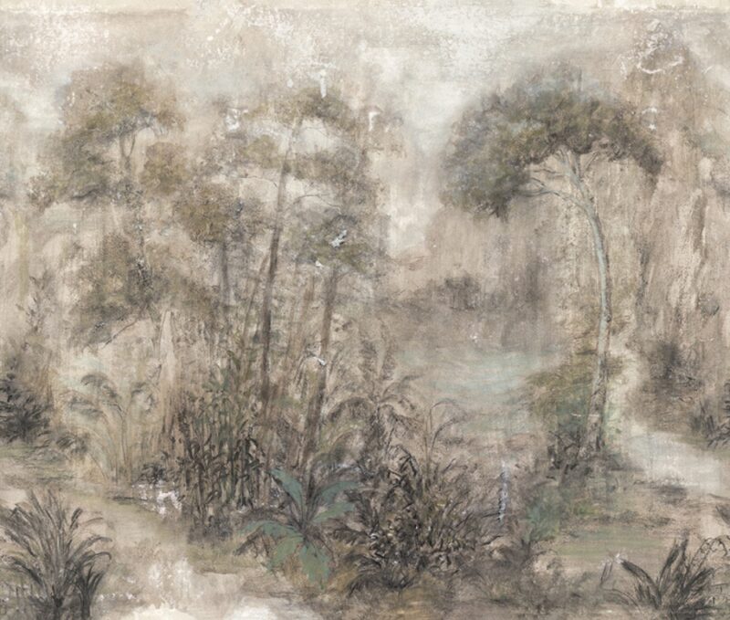 fotobehang bomen bos watercolor schilderij 35098