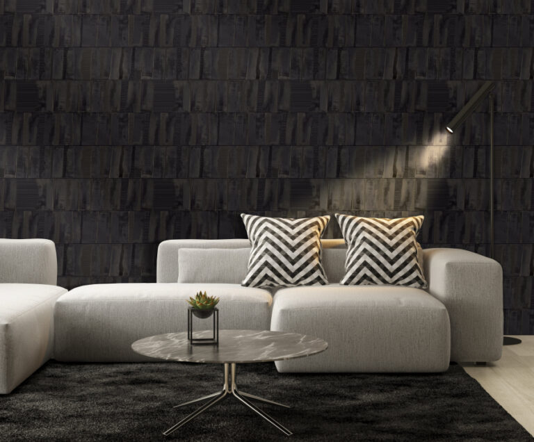 Minimalist Interior of modern living room 3D rendering