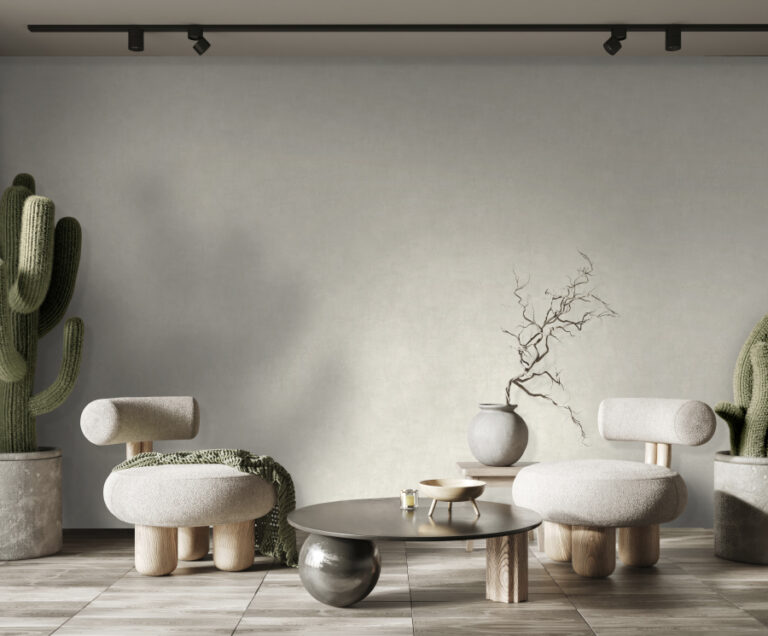 Minimalist,Interior,Design,With,Built,In,Wall,Shelves.,Wabi,Sabi