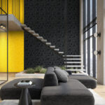 Modern style conceptual interior room 3d illustration
