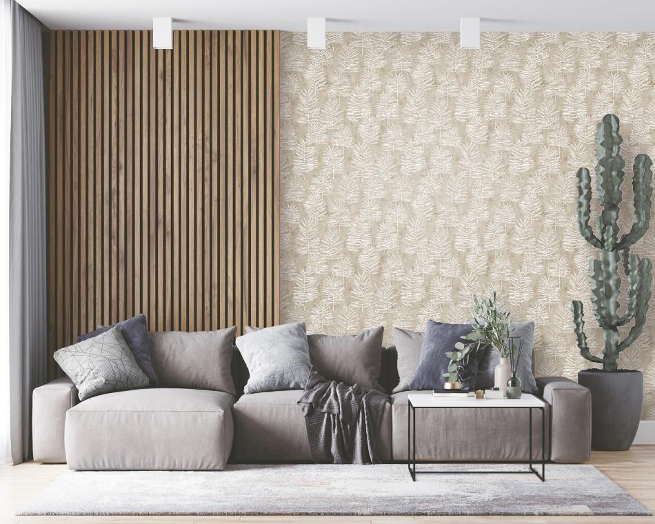 behang blaadjes grijs beige DWP0365 05 s1