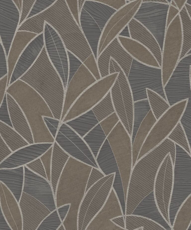 behang bladeren taupe grijs AL26234