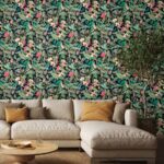 behang bloemen vogels bladeren 81685 s1
