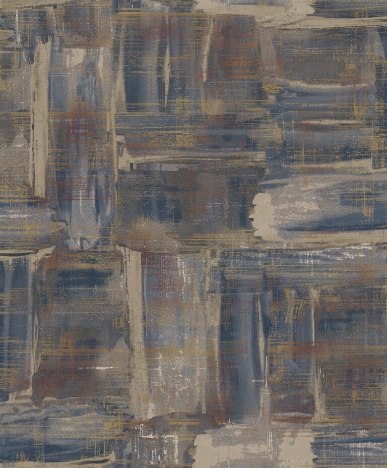 behang grove structuur blauw nikkel goud SM0602