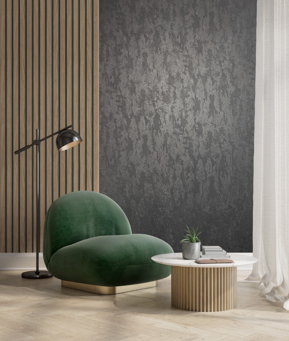 behang metallic antraciet zwart structuur 35130 s1