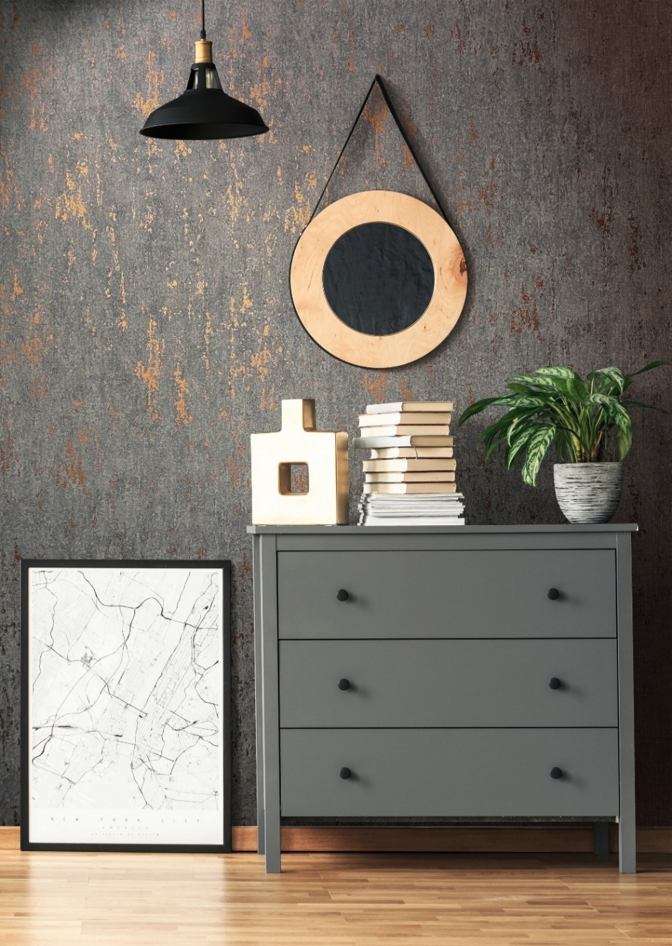 behang metallic beton structuur 35146 s3