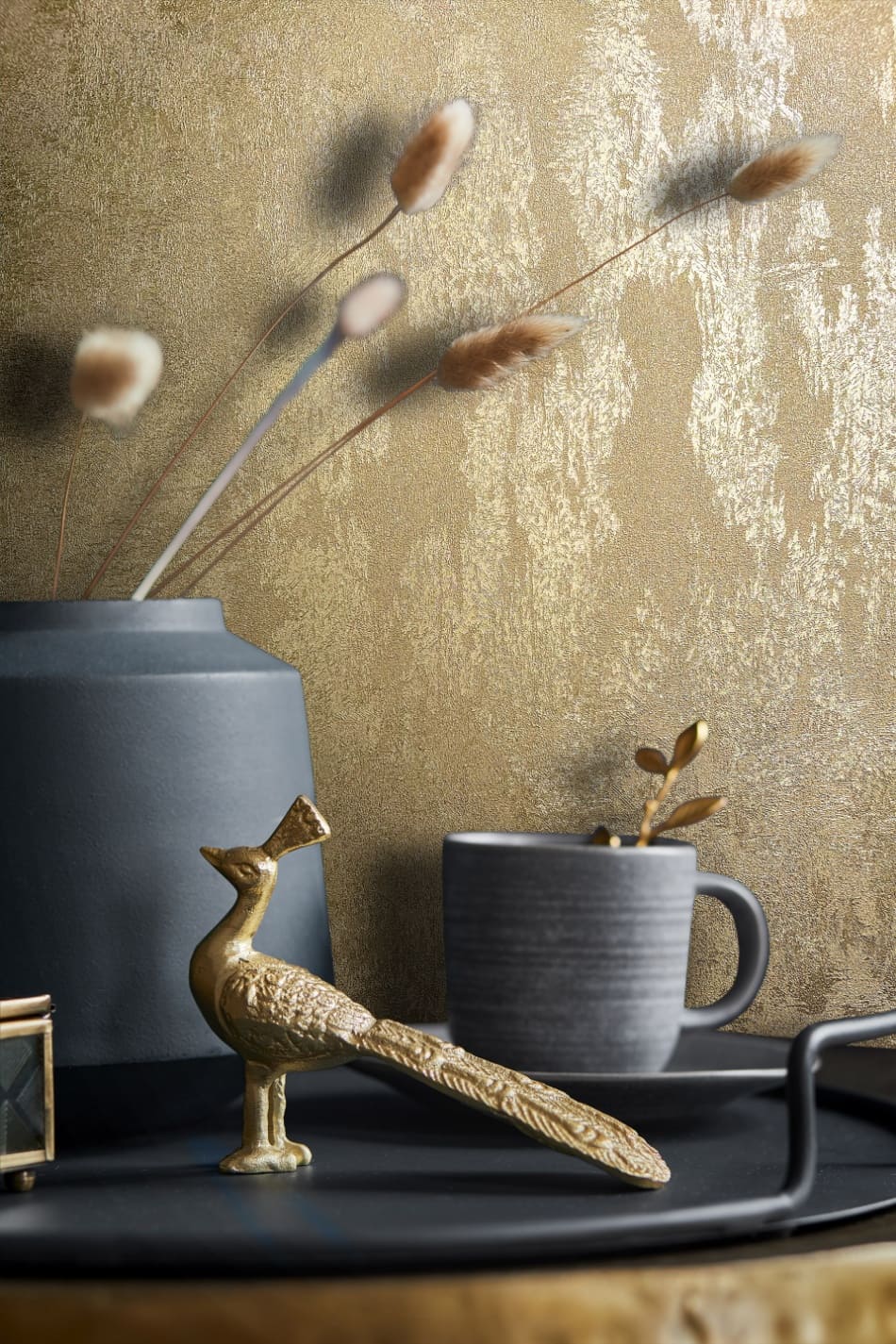 behang metallic goud structuur 34280 s3
