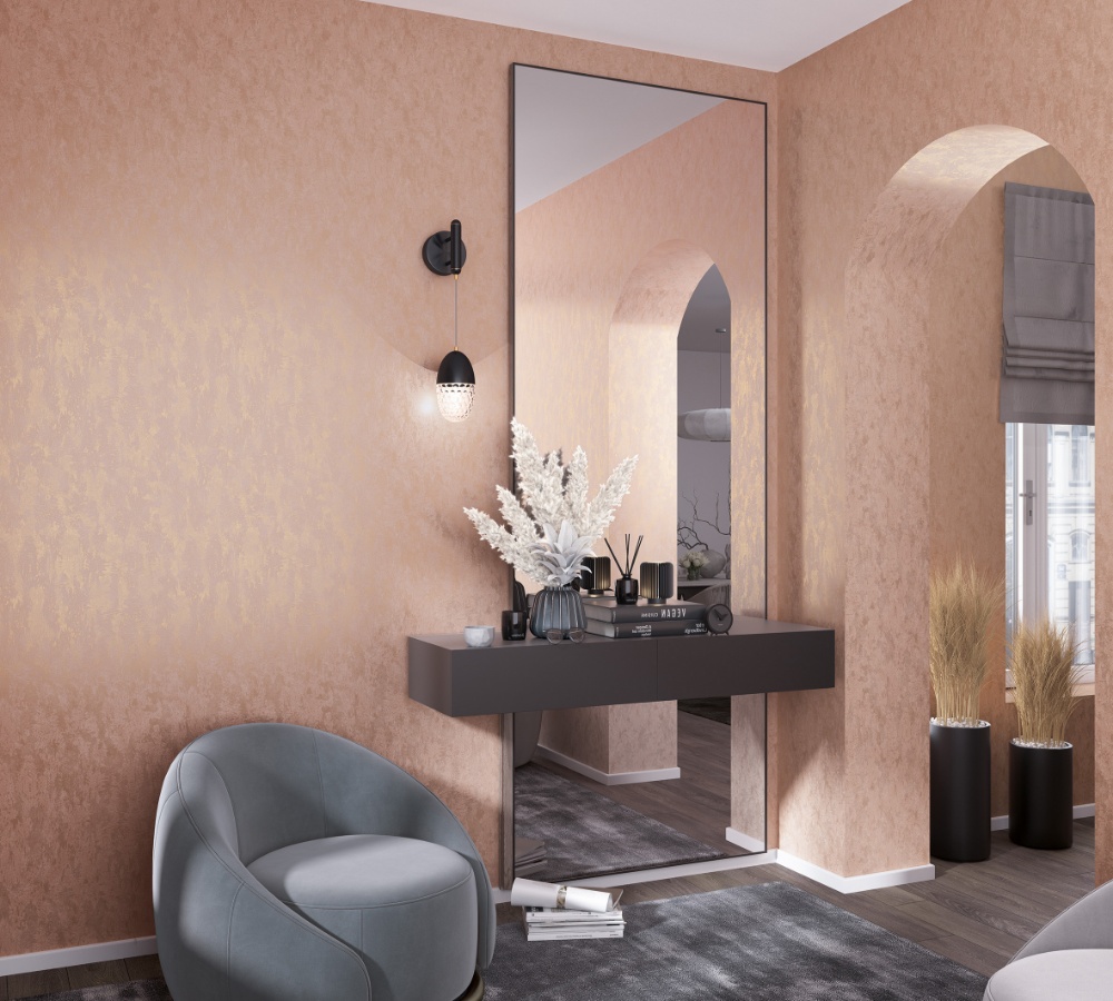 behang metallic terra roze structuur 35129 s1