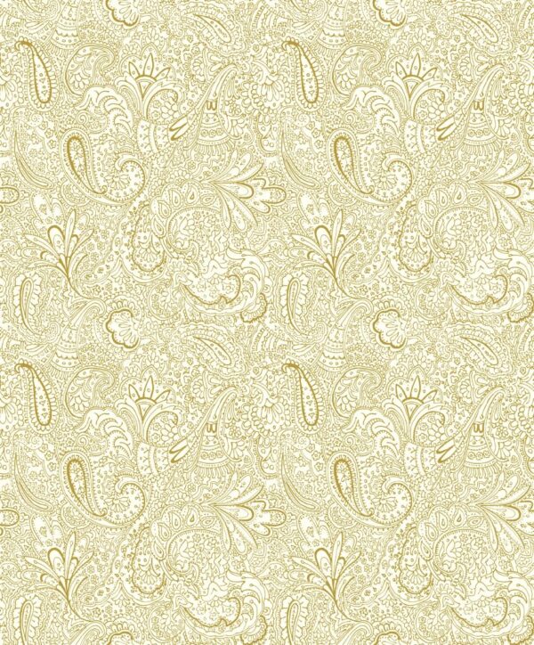 behang paisley bloemen goud wit 11301