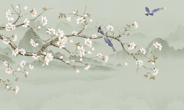 Abstract,Chinoiserie,With,Mountain,Painting,,Ideas,For,Wall,,Room,,Pillow.