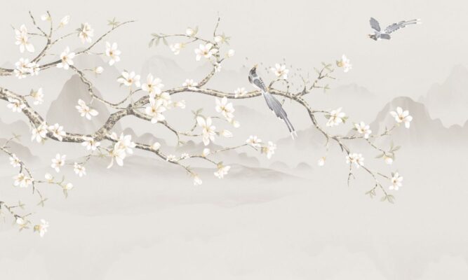 Abstract,Chinoiserie,With,Mountain,Painting,,Ideas,For,Wall,,Room,,Pillow.