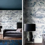 abbey gardens blue blood paint paper library behang