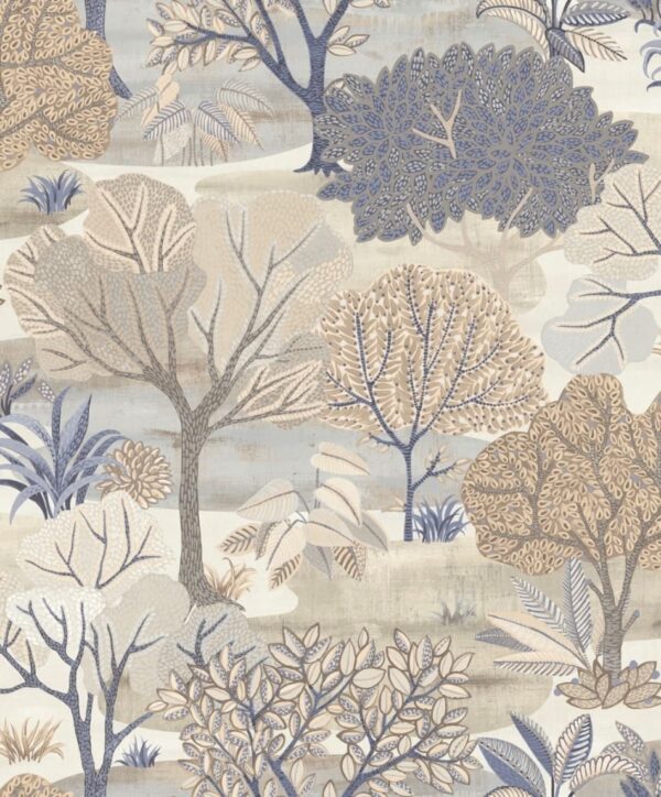 behang beige blauw bomen AL26250