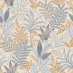 behang bladeren beige blauw AL26291 s1