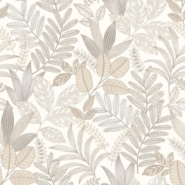 behang bladeren grijs beige AL26290