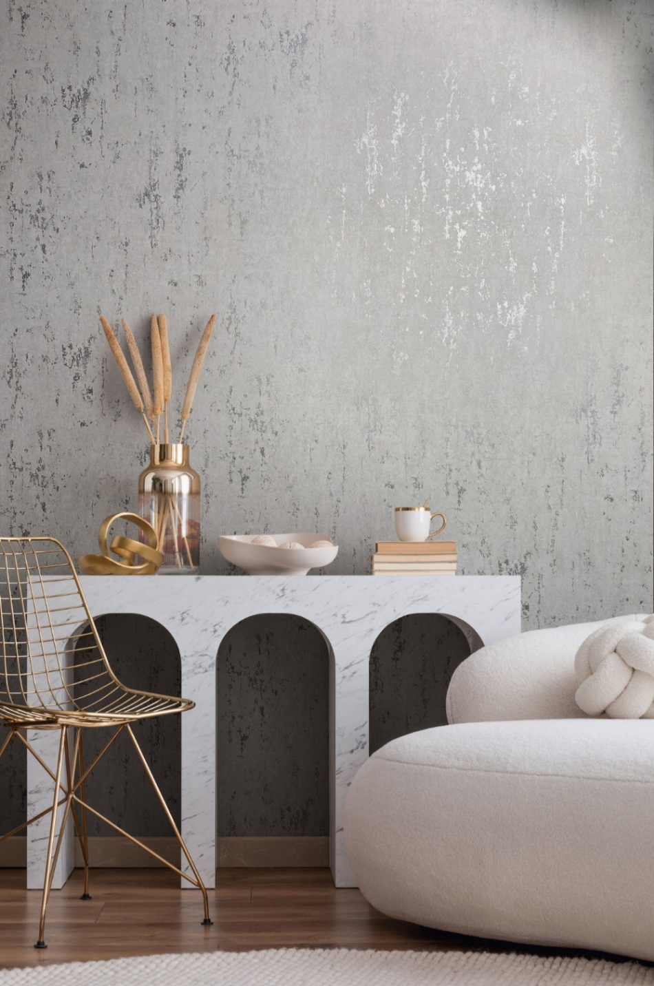 behang metallic beton structuur 35144 s3