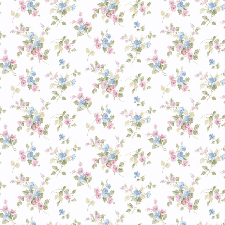 behang roze blauwe bloemetjes PF38101