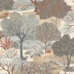 behang vergrijsd groen beige blauw bomen AL26251